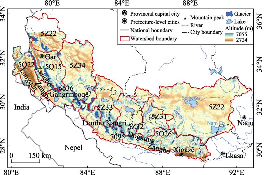 Distribution of glaciers in the Gangdisê Mountains