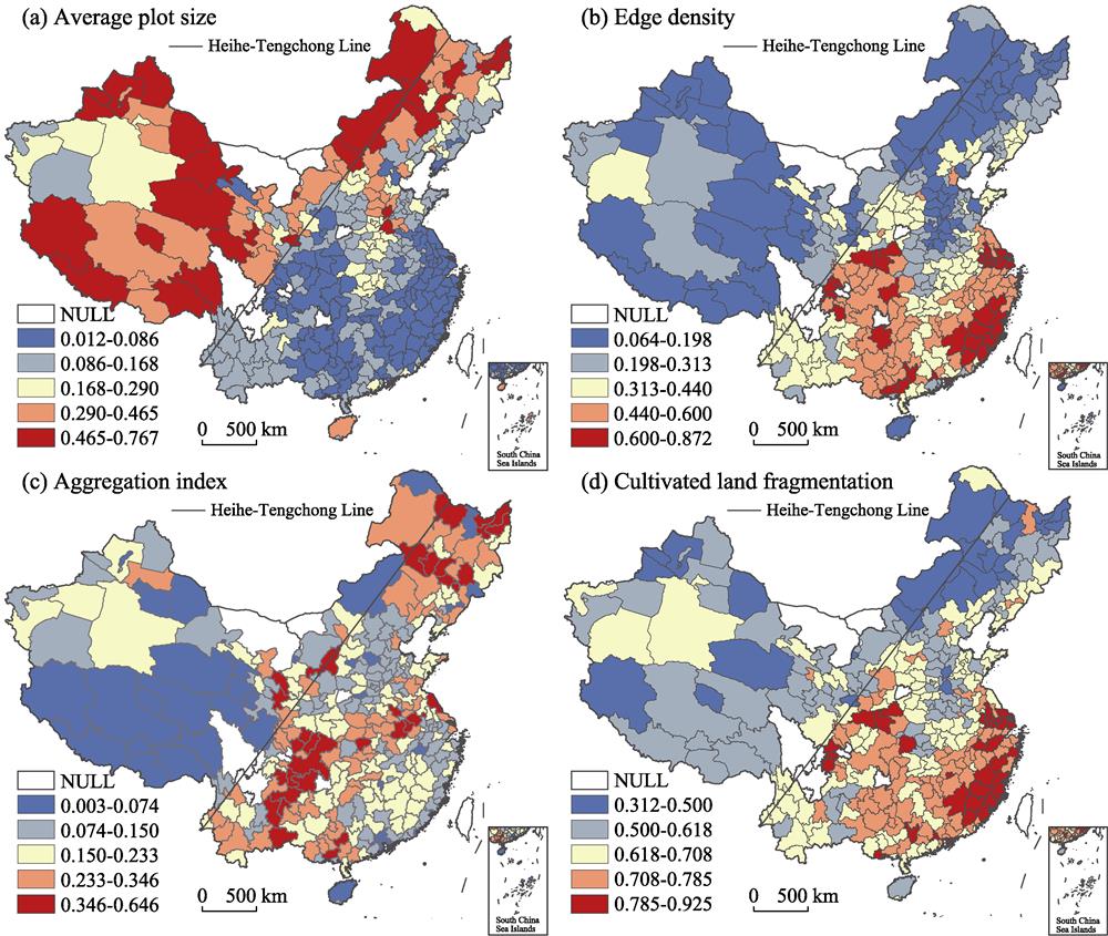 Spatial differentiation of cultivated land fragmentation in China