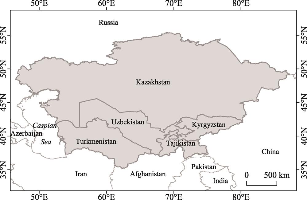 Location of Central Asian countries
