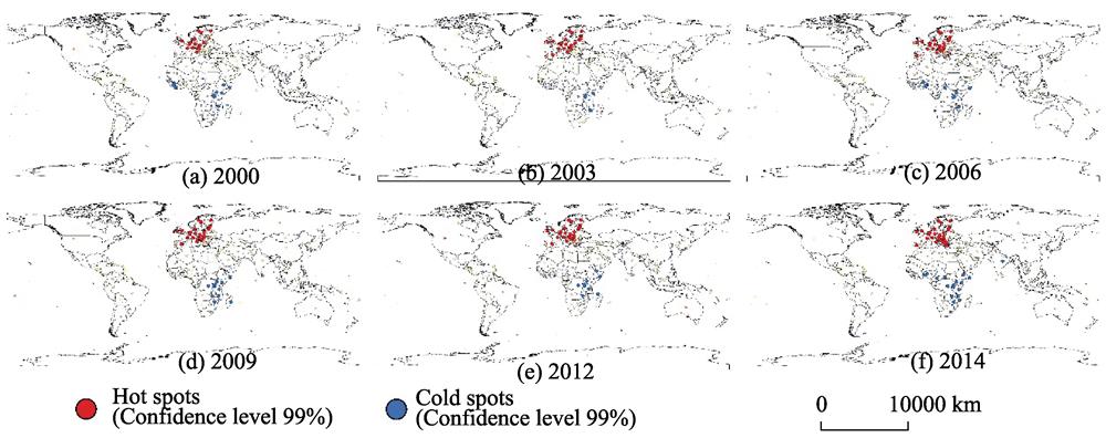 Hot and cold spots of the global food security pattern from 2000 to 2014