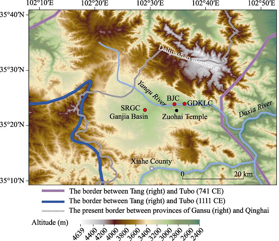 Location of ancient cities in the Ganjia Basin. The historical borders are based on Tan (1982).