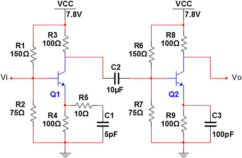 Proposed two-cascaded NPN transistors-based post-equalizer with different frequency-selecting networks.
