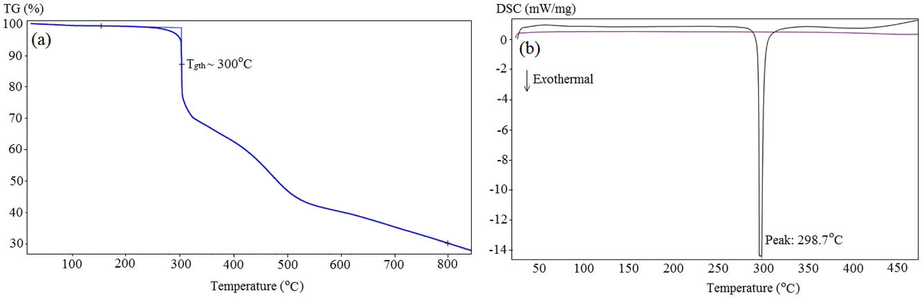 Thermal properties of MHC. (a) TG and (b) DSC.