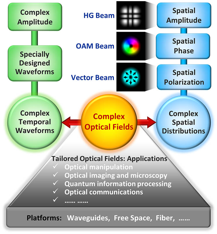 Classification of complex optical fields and their applications on different platforms.