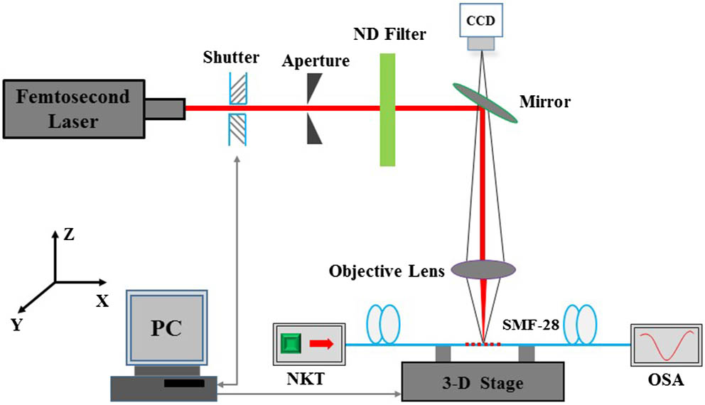 Schematic diagram of femtosecond laser fabrication system.
