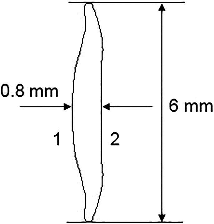Cross-section profile of the effective optical zone of the optimized IOL.