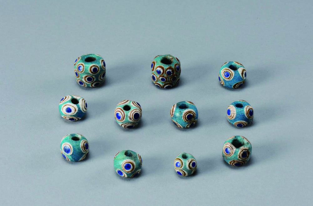Eye beads unearthed from Chu tomb in Xujialing, Xichuan, Henan Province.