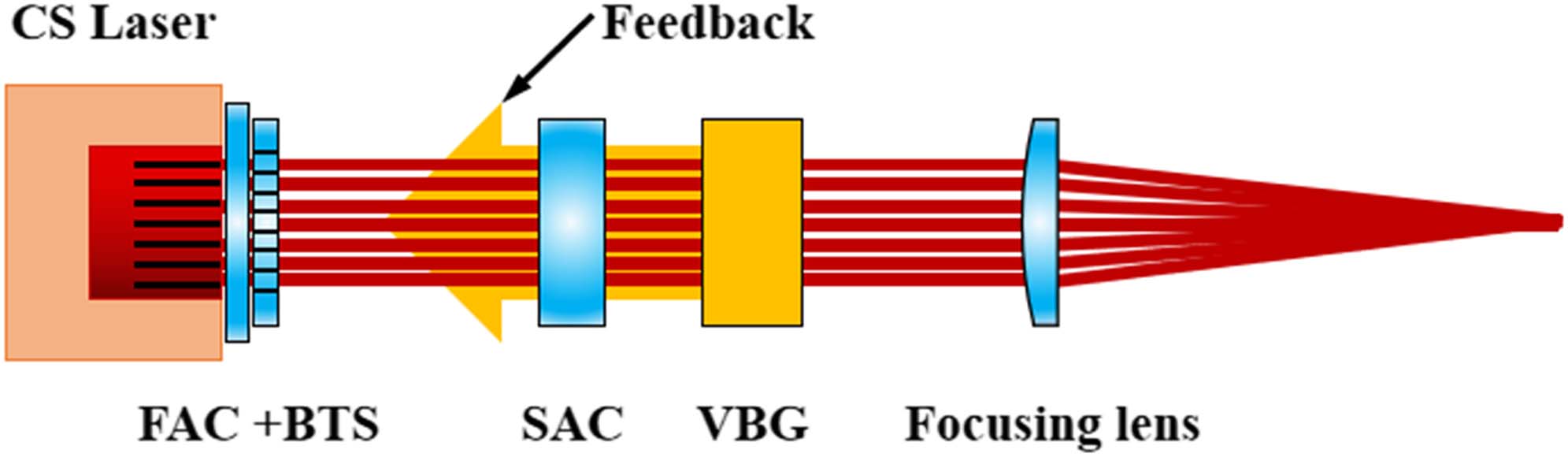 External cavity feedback structure diagram based on FAC + BTS + SAC + VBG.