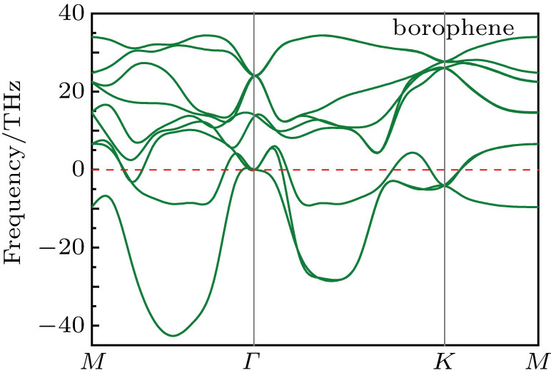 Phonon dispersion of triangular borophene.