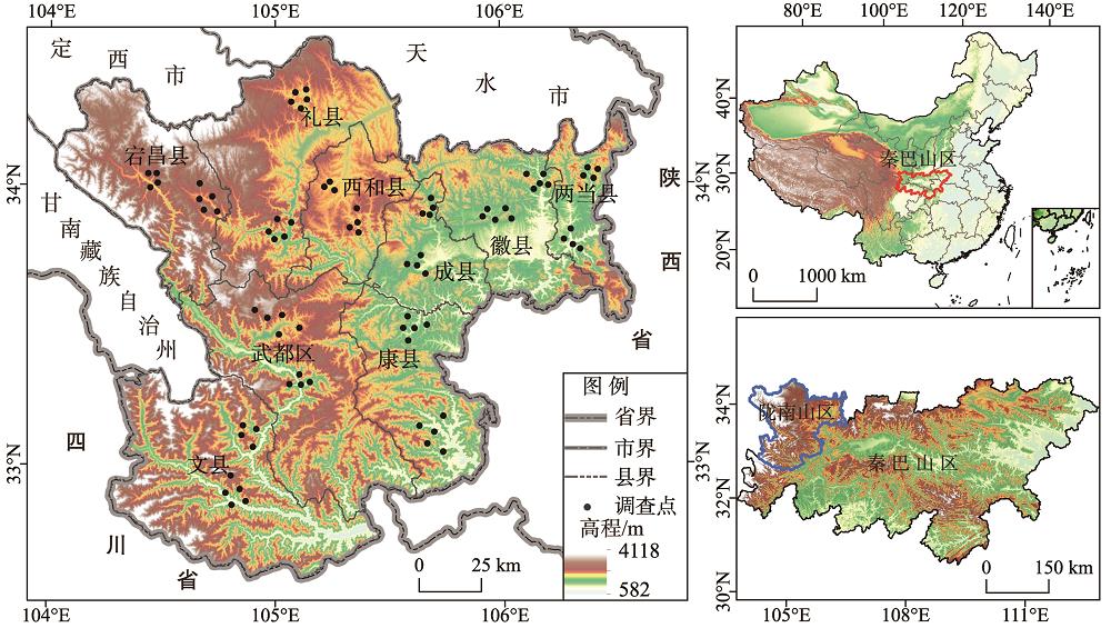 研究区与调查村位置注:右上角中国地图基于自然资源部标准地图服务网站下载的审图号为GS(2016)2923号的标准地图制作,底图无修改。Fig.1