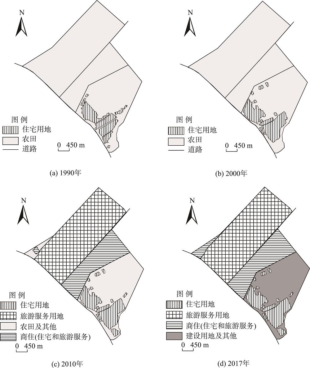 青湖塘村落空间演变注：根据青湖塘村委会土地利用资料绘制。Fig.2
