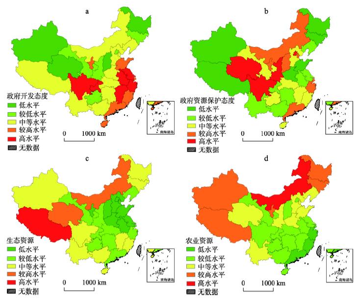 2005年中国省级变量的区域差异Fig. 1