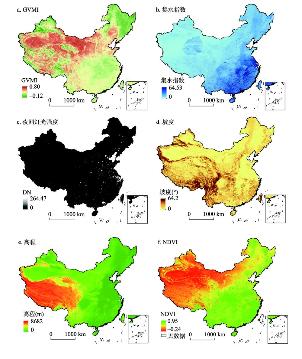 中国部分栅格化指标的空间分布Fig. 2