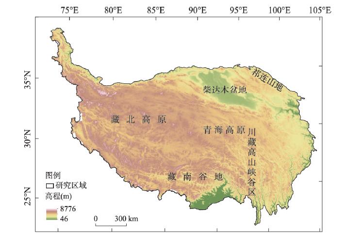 Map showing the topography of the Qinghai-Tibet Plateau with ASTER GDEM