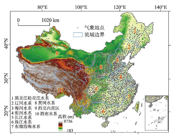 Location of meteorological stations in China