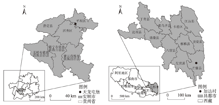The location of Tianlong Tunpu (a) and Yanjing Jiada village (b)