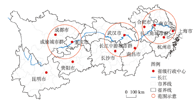 The administrative map of the Yangtze River Economic Belt