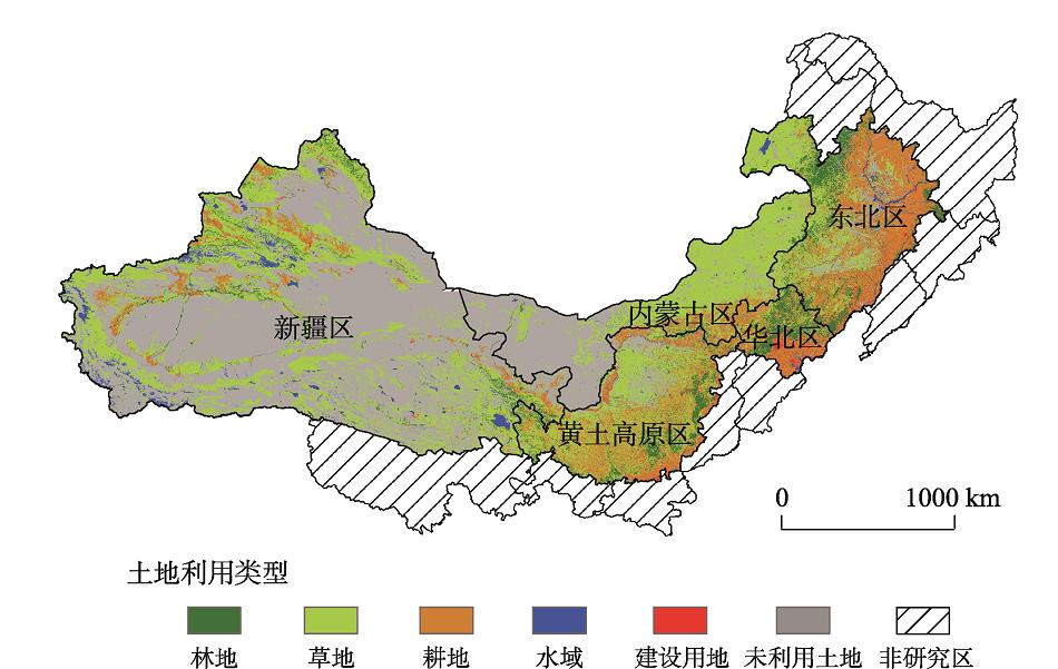 三北防护林工程区土地利用类型及分区注：该图基于国家测绘地理信息局标准地图（审图号为 GS(2019)1699号）绘制,底图无修改。Fig. 1
