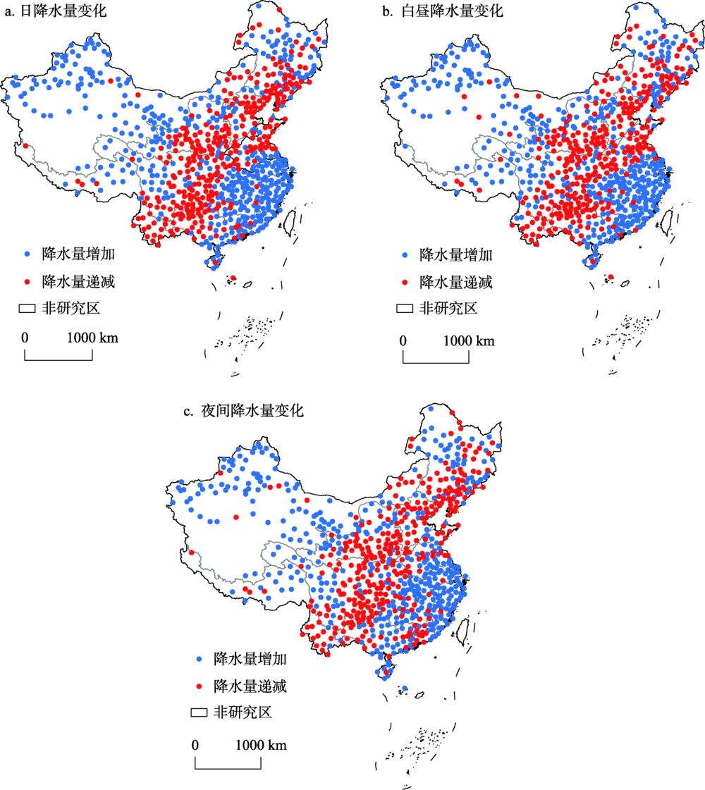 Spatial pattern of precipitation variations in China from 1961 to 2016