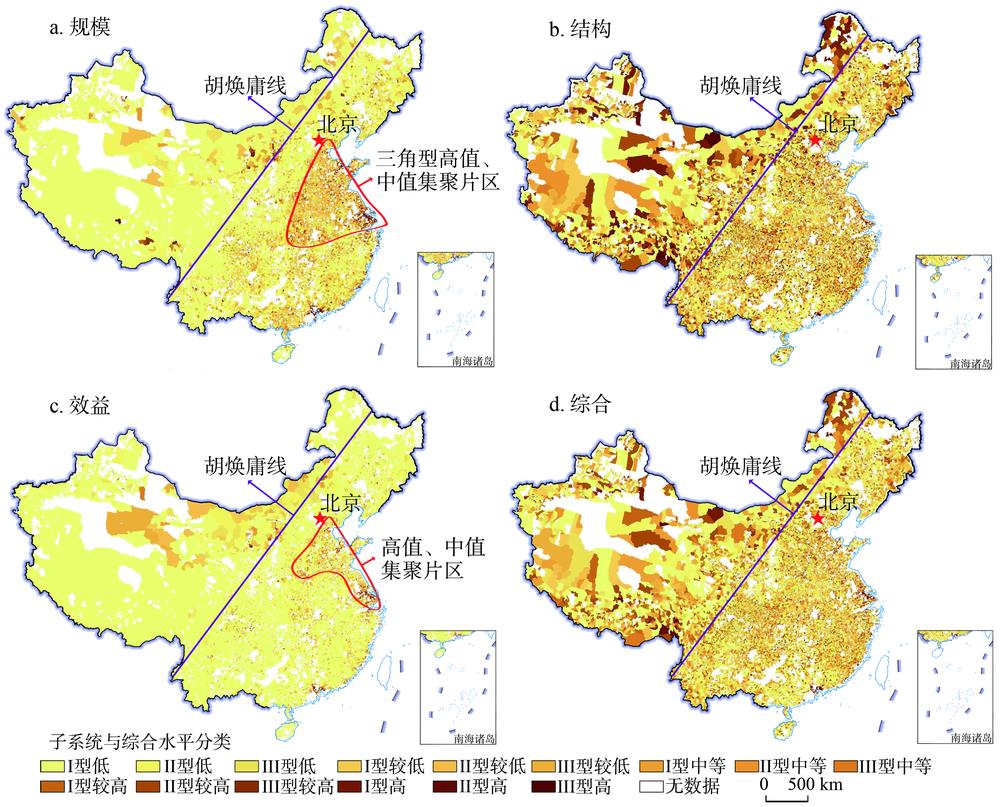 中国镇域工业化和城镇化综合水平的空间格局注：该图基于国家测绘地理信息局标准地图（审图号为GS(2019)1833号）绘制,底图无修改。Fig. 2