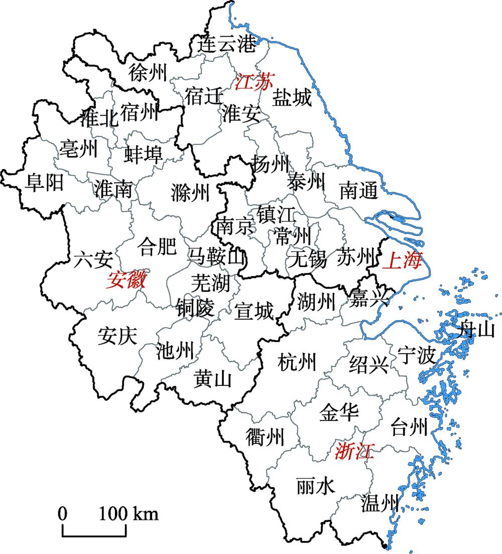 长江三角洲区域范围Fig. 1
