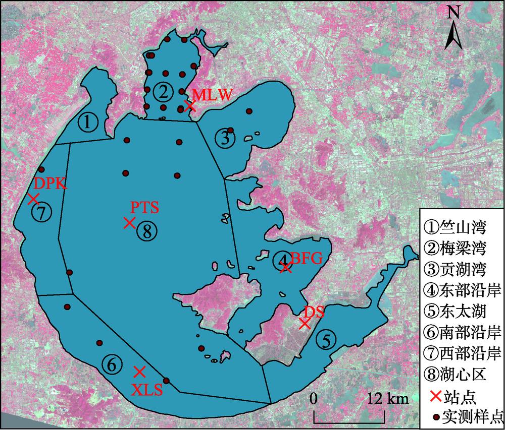 Geographical location and in-situ samples of Lake Taihu