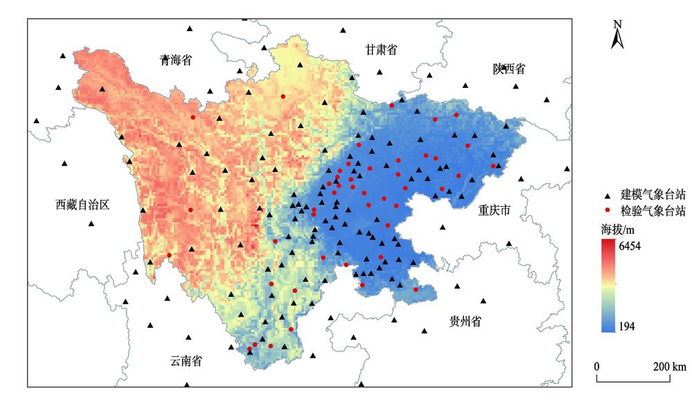Spatial distribution of meteorological stations in Sichuan Province