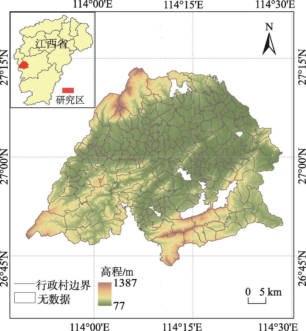 Location and elevationdistribution of Yongxin County in Jiangxi province