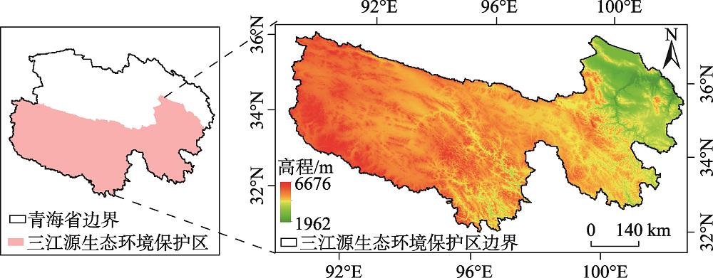Location and elevation of the Sanjiangyuan eco- environmental protection zone