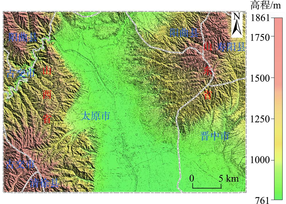 Relief map of the research area of Taiyuan city