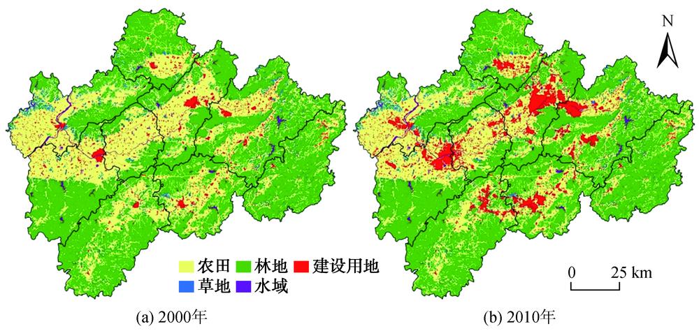 Land use patternsof the Mid-Zhejiang Urban Agglomeration derived from GlobeLand30 in 2000 and 2010