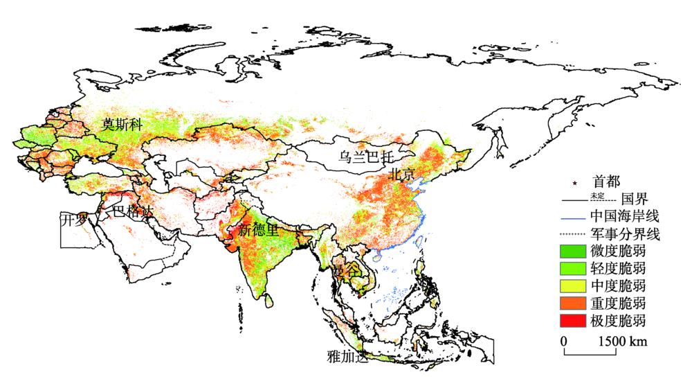 Spatial distribution of farmland ecosystem vulnerability in countries along the "Belt and Road" from 2000 to 2015