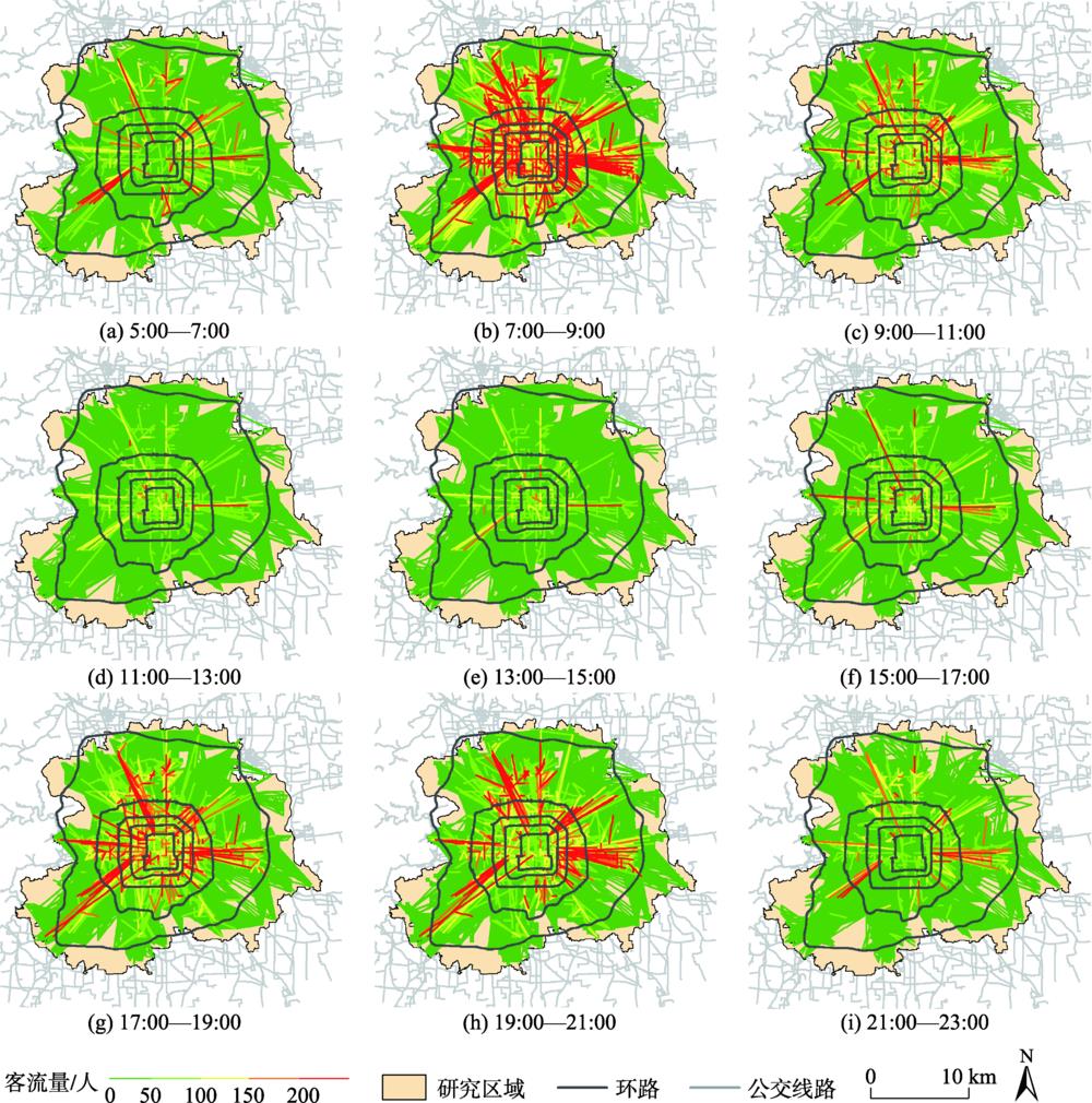 Passenger flow network for each time period on August 13, 2015, Beijing