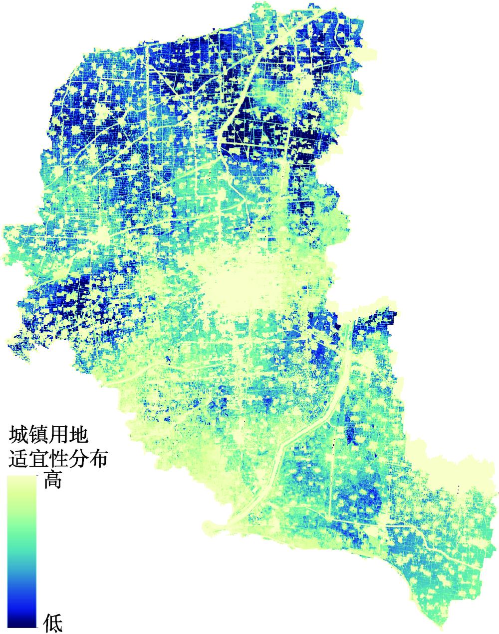 Distribution of urban land suitability in Feng Country