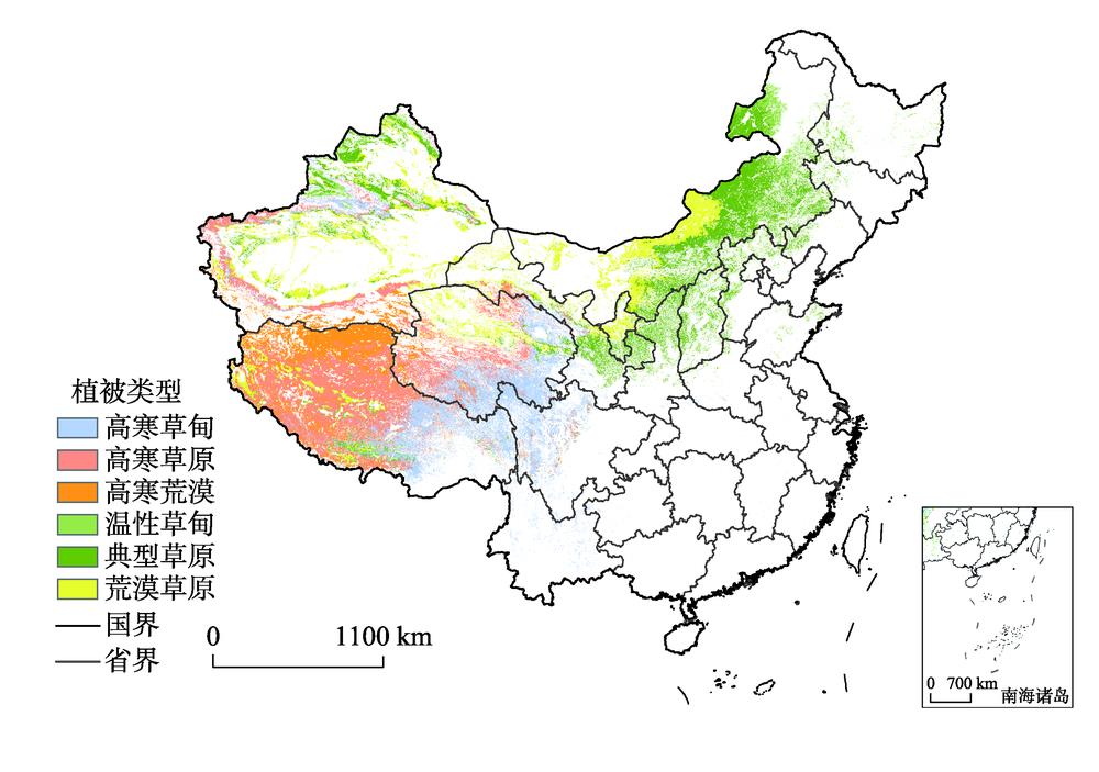 Distribution of grassland vegetation types in grassland of northern China