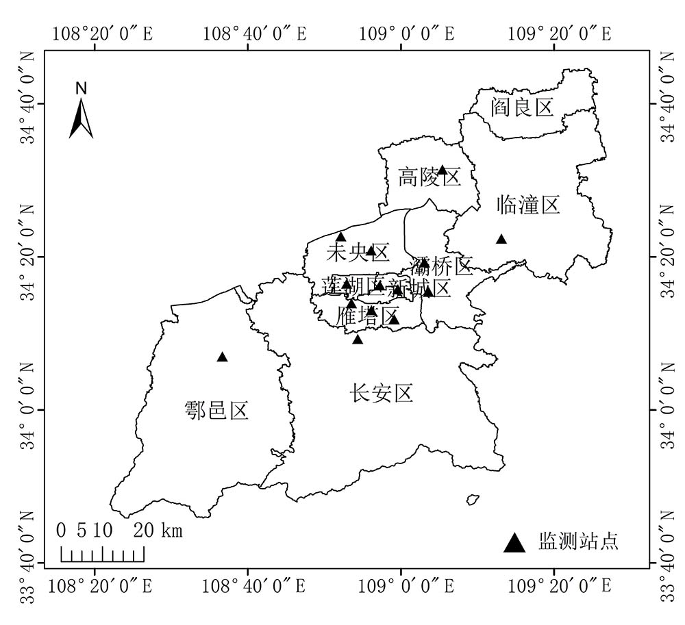 Location of the study area and distribution of the stations in Xi'an