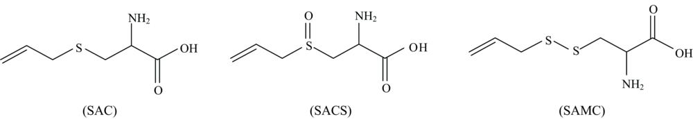 Chemical structure of three kinds of sulfur-containing amino acids