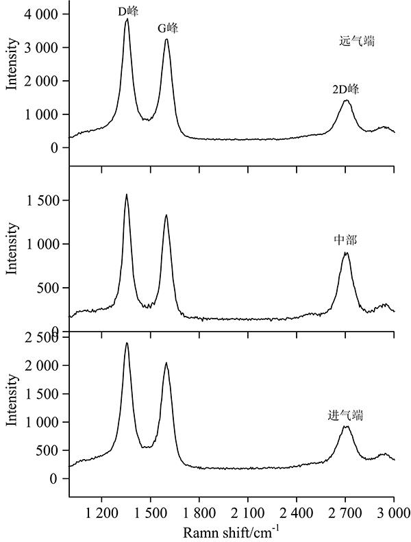 Raman spectra of the graphene in different regions of PCF