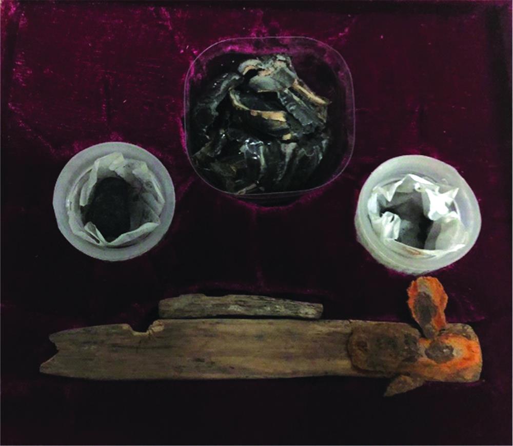 A set of writing tools excavated in the tomb of Jiudian village, Jiangling County and presented in the Hubei Museum