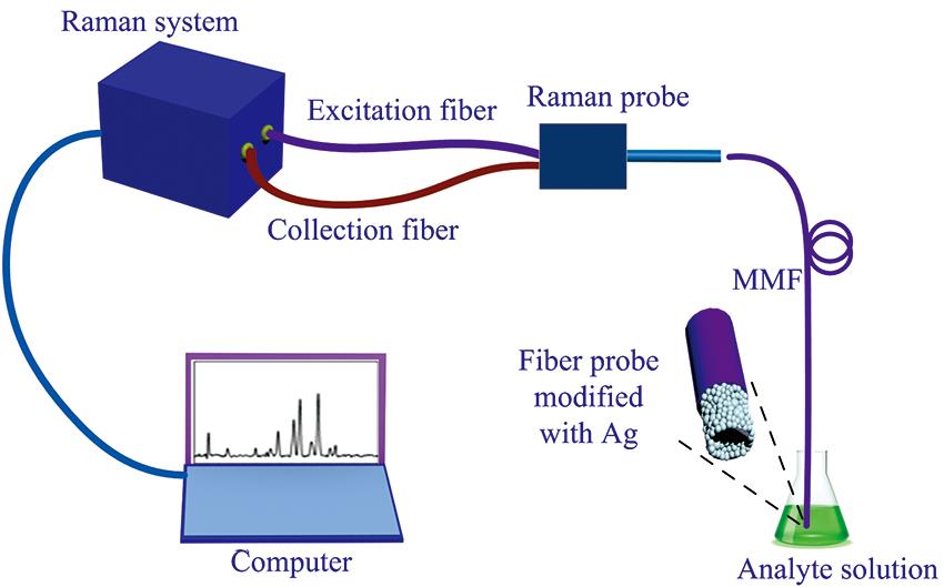 Experimental device for SERS spectrum detection of micro-cavity fiber probe