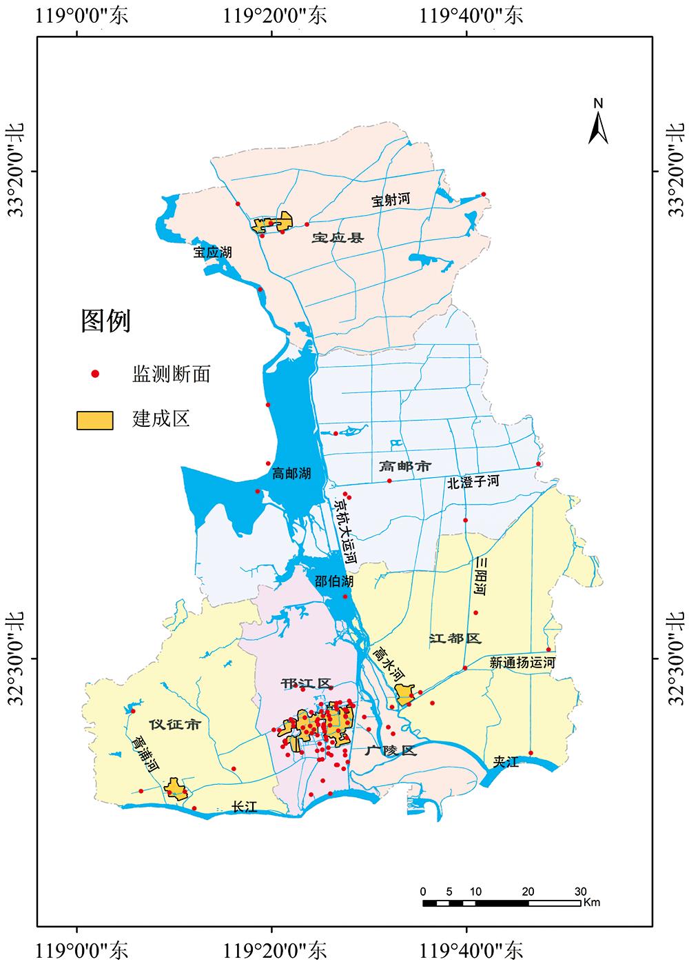 Distribution of water quality monitoring sections