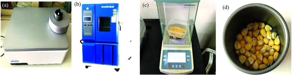 Near infrared spectrometer (a), Aging test box (b), Electronic scale (c) and IN312-SHD0 measuring cup (d)
