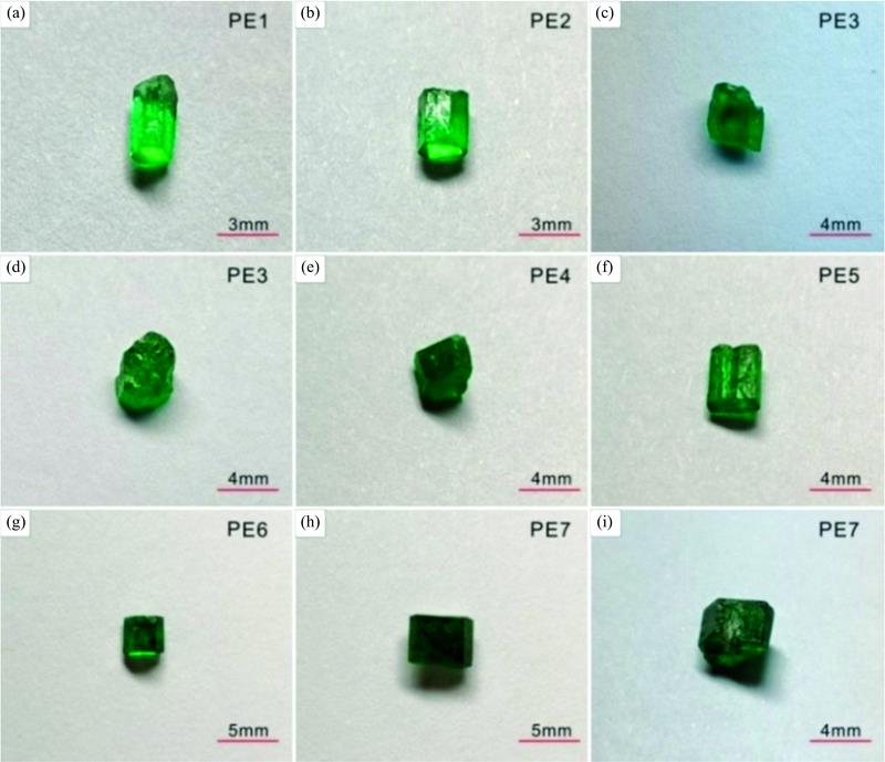 Photos of emerald samples in Swat valley