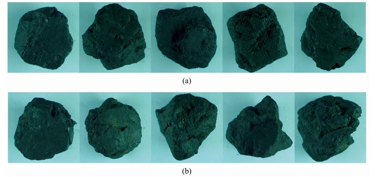 Coal samples (a) and gangue samples (b)
