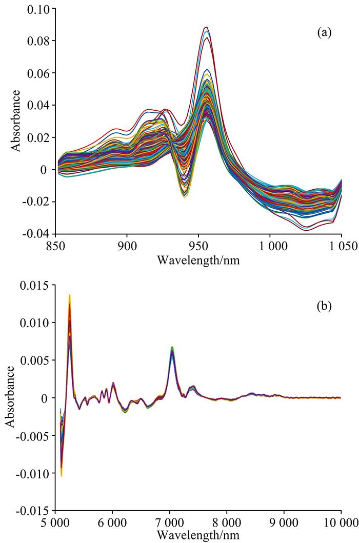 The spectra after preprocess(a): Tecator dataset; (b): IDRC2018 dataset