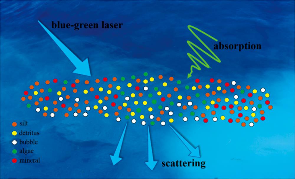 Schematic diagram of blue-green laser scattering model of mixed suspended particles