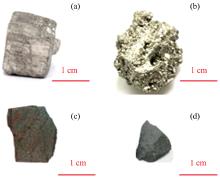 Appearance traits of samples(a): Pyrite; (b): Limonite; (c): Red ochre; (d): Magnet