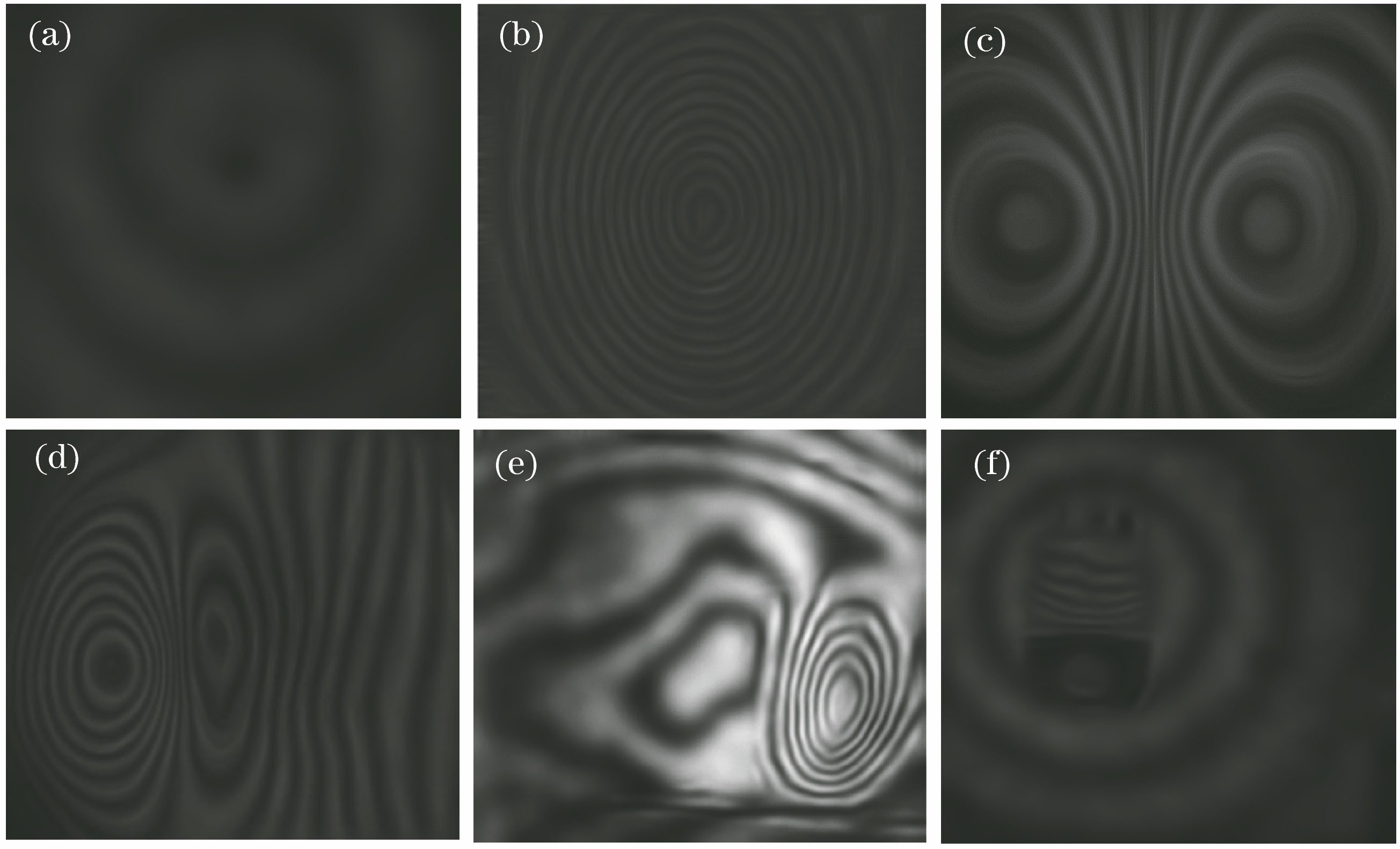Filtering results of ESPI fringe images corresponding to different models. (a) BL-Shearlet model; (b) Hilbert-Shearlet model; (c) TV-Hilbert-Shearlet model; (d) TV-G-Shearlet model; (e)(f) BL-Hilbert-Shearlet model