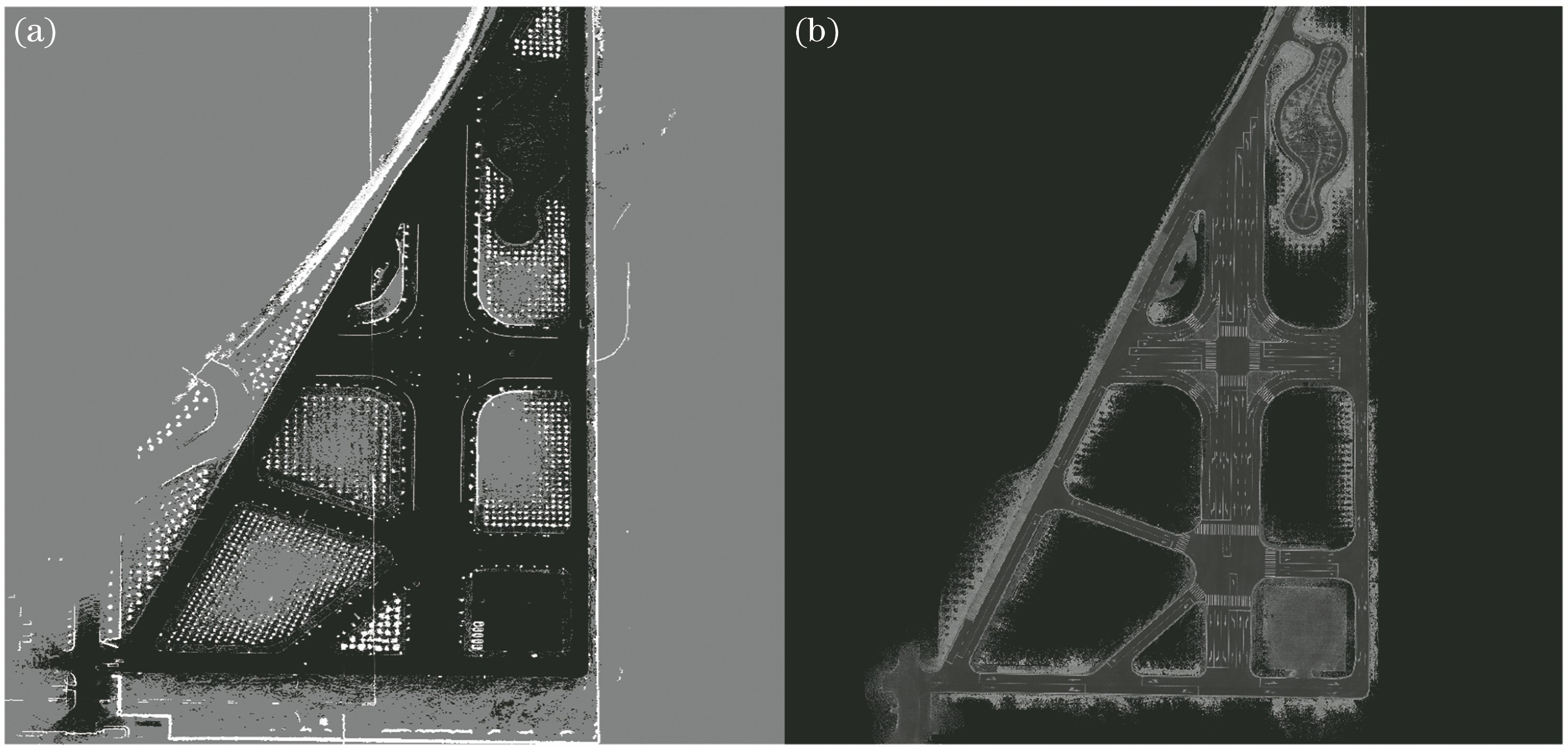 High-accuracy maps constructed by proposed algorithm. (a) Height map; (b) reflectivity map