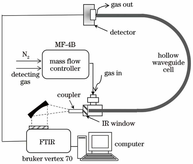 Spectroscopic gas sensing system based on FTIR and hollow waveguide